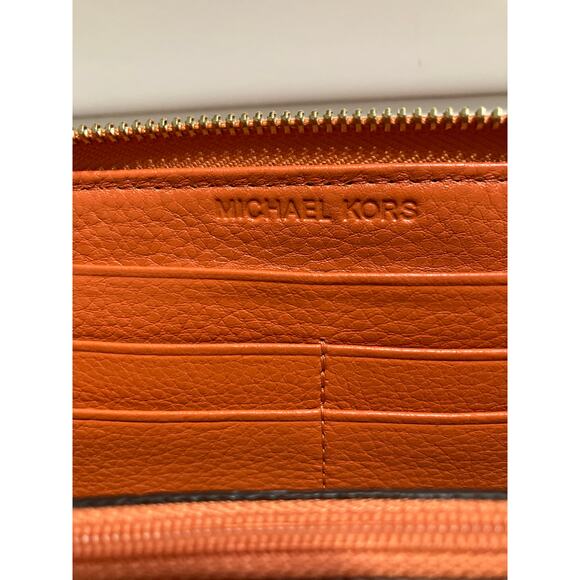 MICHAEL KORS, ORANGE LEATHER SIGNATURE WOMENS LARGE WALLET - Picture 9 of 15